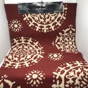 Maples Red and Ivory Accent Rug 29" X 50" New